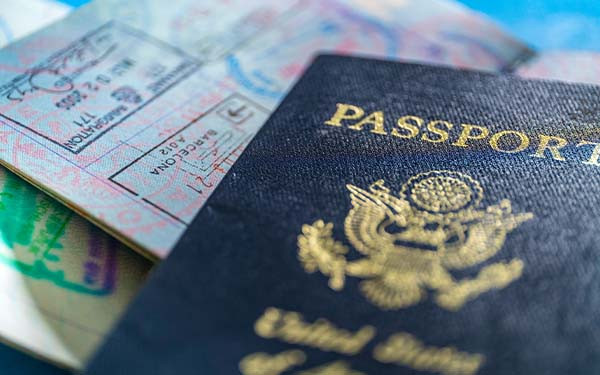 Close-up of American passport